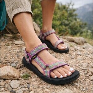 Teva Original Universal Sandals Women 9 Strap Purple Geo Diamond Comfort 1003987